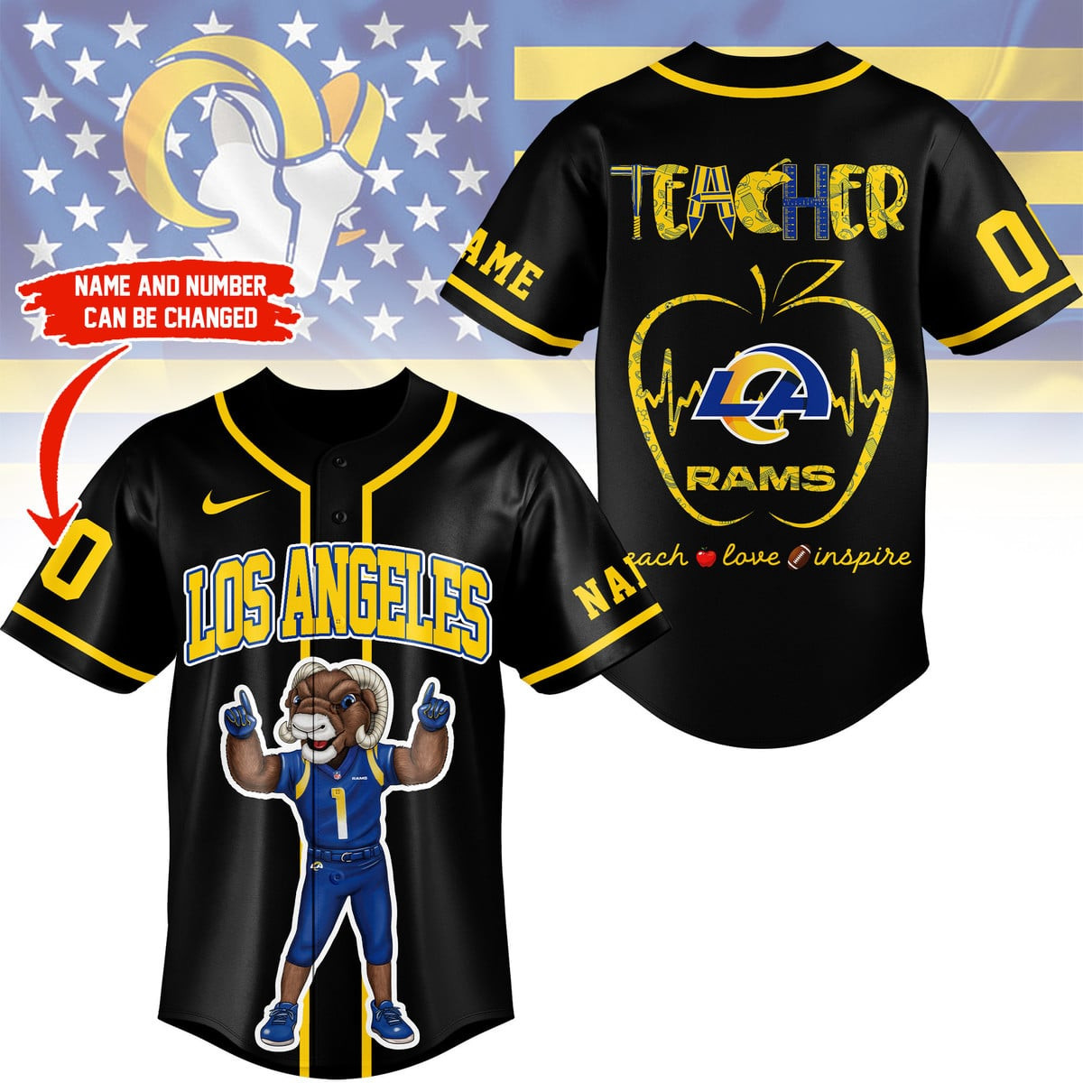Los Angeles Rams | Premium NFL Teacher Appreciation Month Jersey Shirt NY - Image 2