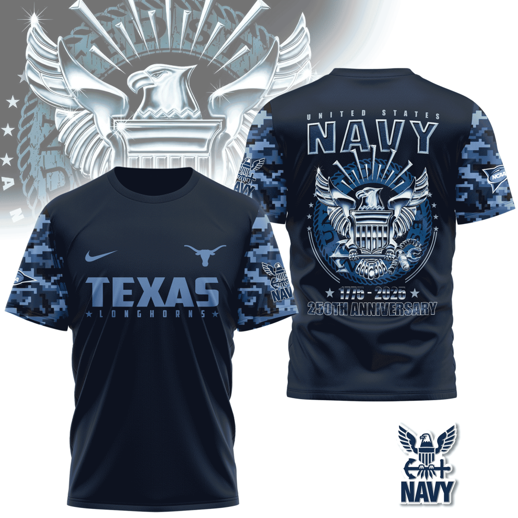 Texas Longhorns | Premium NCAA Navy 250 Years 3D Shirt TD