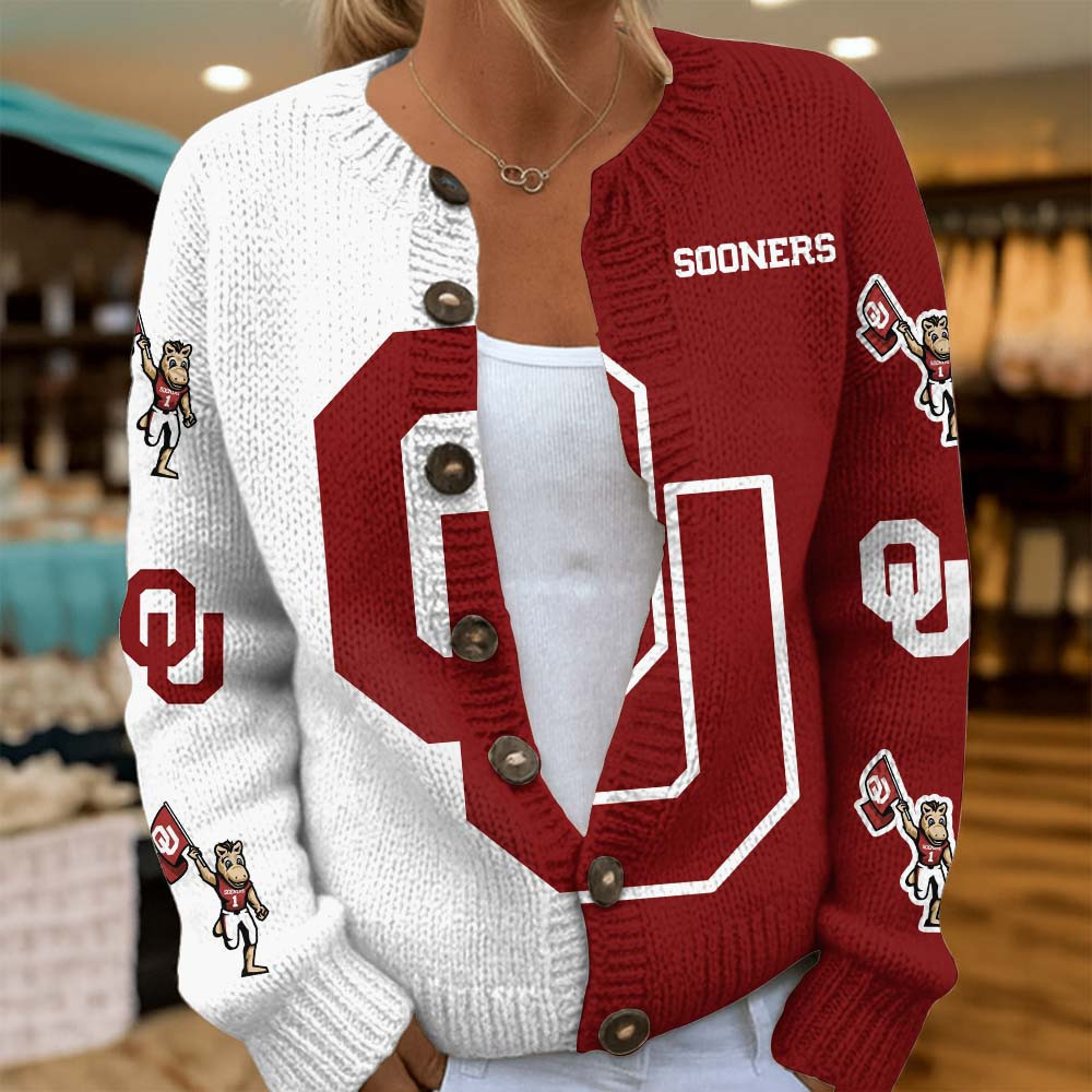 Oklahoma Sooners | Premium NCAA Cozy Split Knit Cardigan x Game Day Edition MM
