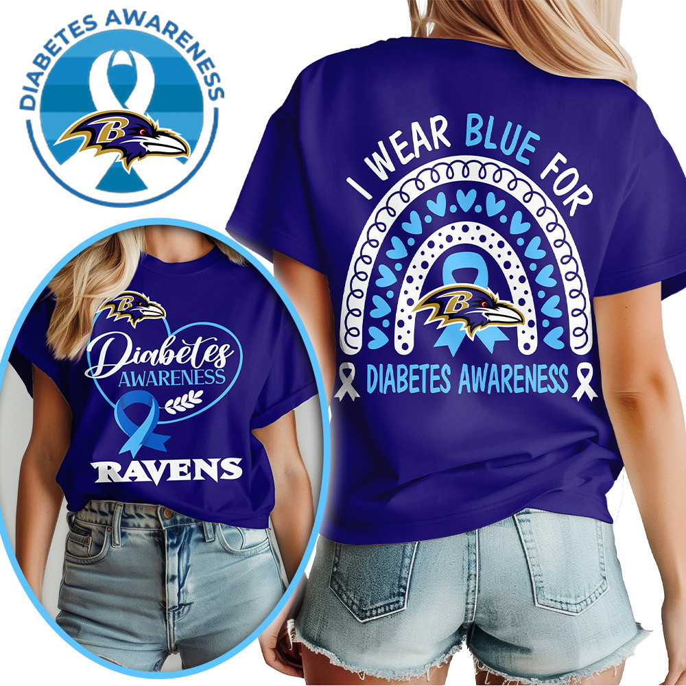 Baltimore Ravens | Premium NFL Diabetes Awareness 3D Shirt HI - Image 2