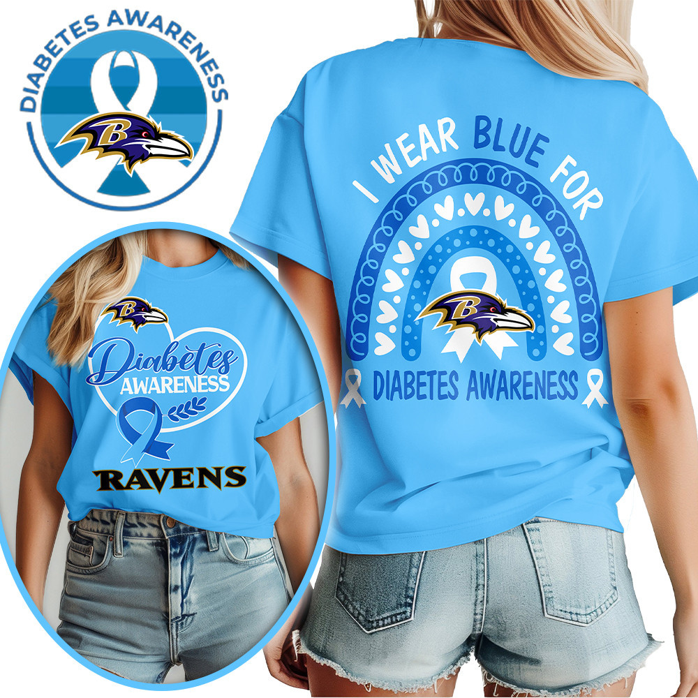 Baltimore Ravens | Premium NFL Diabetes Awareness 3D Shirt HI - Image 3