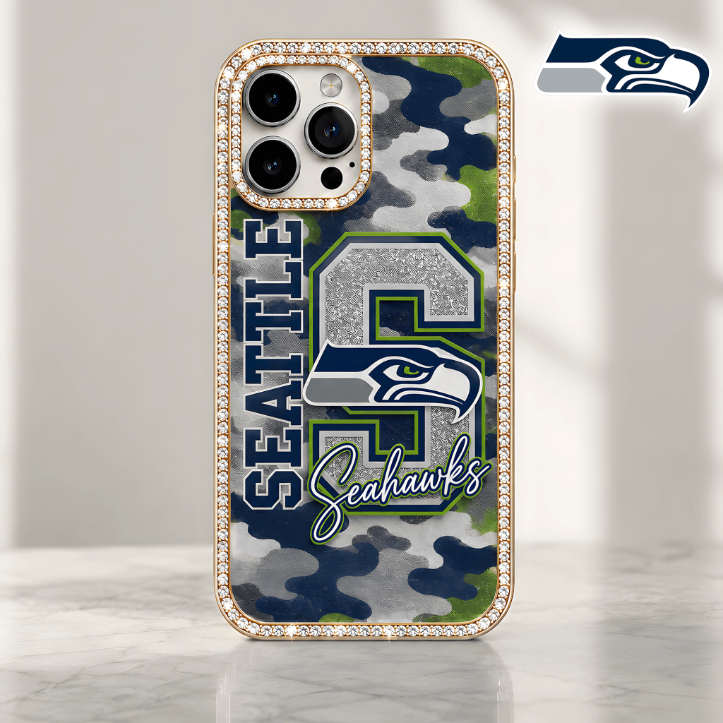 Seattle Seahawks | Premium NFL Team Camo Bling Luxury Phone Case NTH1