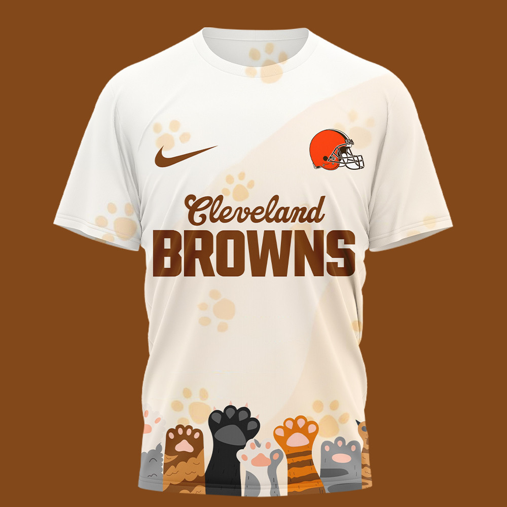 Cleveland Browns | Premium NFL International Cat Day 3D Shirt HI - Image 2